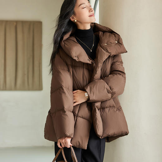 VICTORIA&VERA冬季系列-3“德芙小姐”极简风设计师款宽松磁吸大扣子A版白鸭绒中长款羽绒服 商品图2