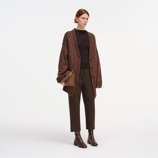 舒库长裤女秋冬羊毛混纺毛呢锥形裤简约通勤裤子 商品图1