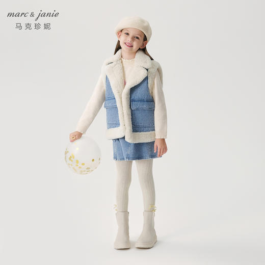 马克珍妮女童休闲潮流仿羊羔绒牛仔马甲儿童2024年秋冬新款241360 商品图1