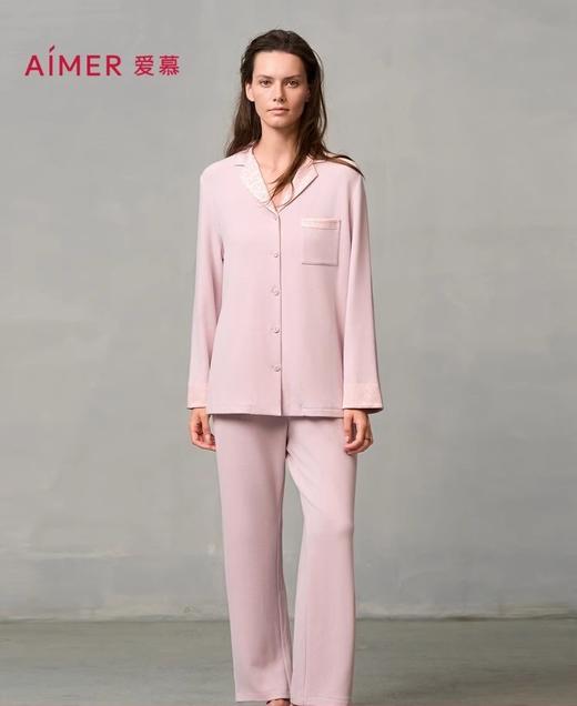 爱慕24秋冬亲肤暖丝睡衣女含真丝开衫长袖分身家居套装 商品图0