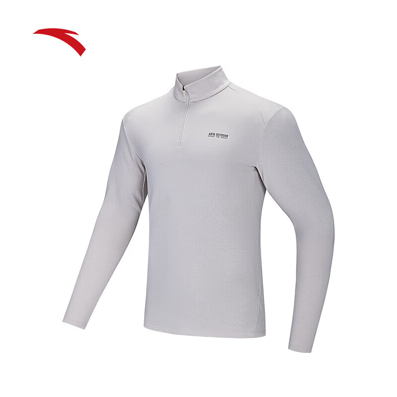 安踏加绒长袖卫衣男士秋冬新款跑步半拉链立领运动上衣152446405N