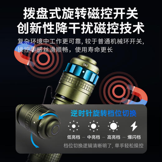 纳丽德TA30C碳绿色战术手电一键变频爆闪 商品图3