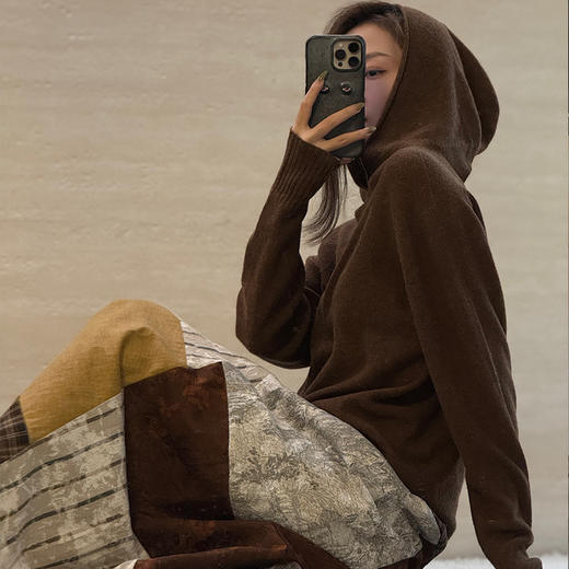 【顺丰包邮】43238 洛诗琳百分百羊毛无缝一体双面穿针织卫衣3391 商品图3