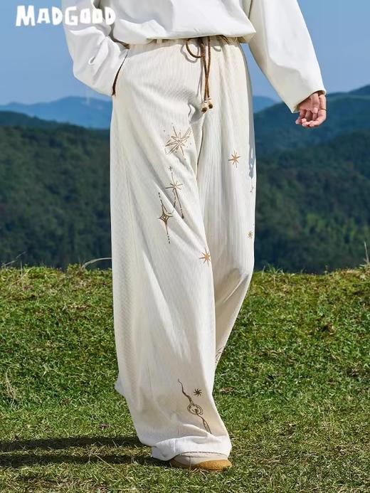 马得工地/MDGDCK244325/星空小猫灯芯绒绣花长裤 商品图0