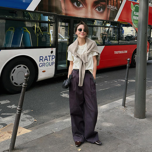 【顺丰包邮】43533 洛诗琳秋冬复古风编织腰带阔腿直筒牛仔裤女090 商品图2