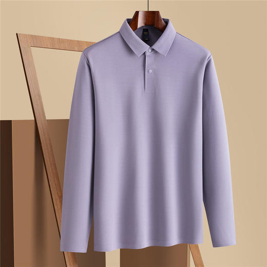 【羊毛蚕丝混纺 磨毛保暖】罗蒙秋冬男装7A抗菌磨毛长袖polo衫男士商务休闲内搭长袖t恤男 商品图11