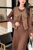 Le Malene 棕色圆领百褶裙小香风套装 19367 商品缩略图2