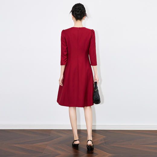 【高货wl】全新升级【铂金会员358/天猫479/差价121】(13110) 洛诗琳法式优雅通勤女神范七分袖收腰显瘦高级感连衣裙 商品图4