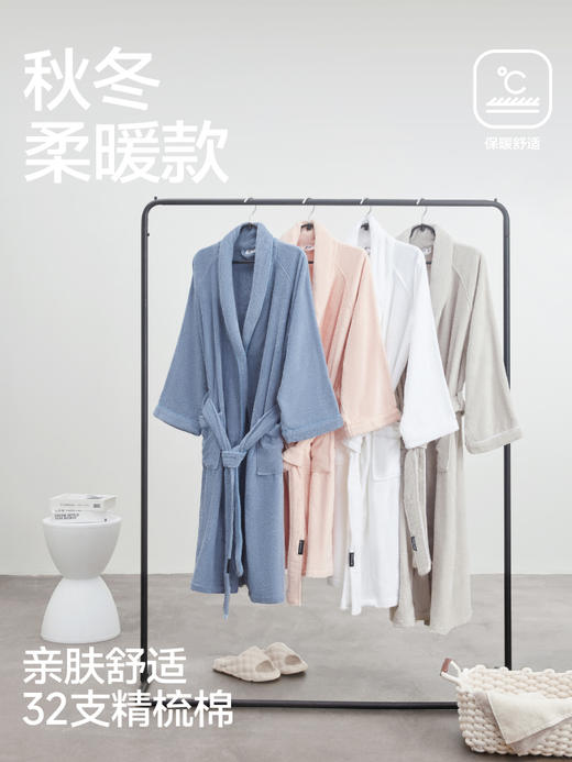 三利浴袍女吸水速干华夫格纯棉薄款透气睡袍夏季毛巾情侣浴衣长款浴袍 商品图0