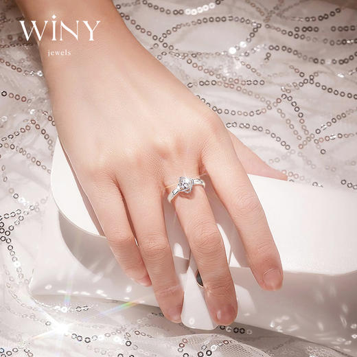 Winy999足银悦朵戒指轻奢小众四叶草指环可定制刻字单戒送女友生日礼物 商品图3