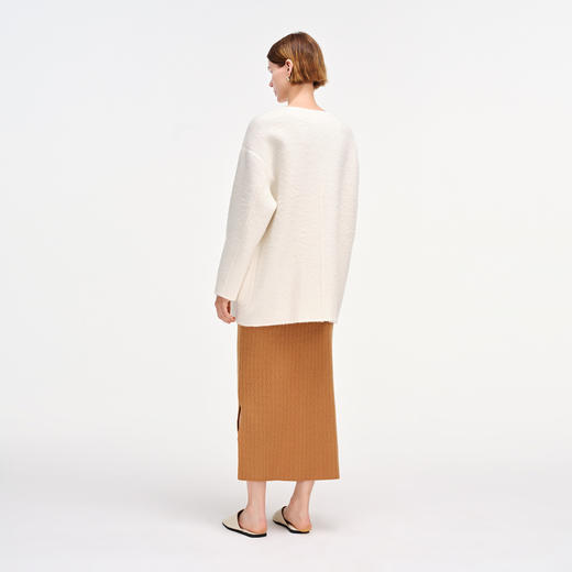 【舒系列】舒库毛呢大衣女秋羊毛混纺中长款V领宽松外套经典 商品图4