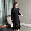 奢姿2024年秋季新款大码女装设计感针织裙子胖妹妹拼接亮片连衣裙9943855694 商品缩略图4