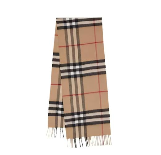 Burberry博柏利 The Classic Check Cashmere Scarf 格纹 羊绒 绒线围巾 168*30 女款 卡其色 商品图0