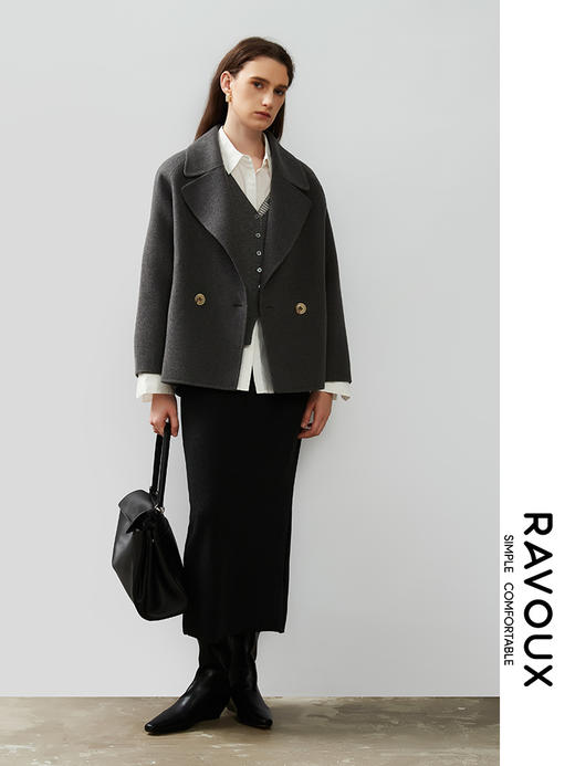 264269903短款大翻领中空羊毛外套 商品图1