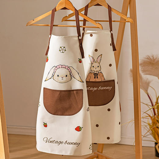 摩登主妇赫拉兔围裙厨房做饭防水防油围腰工作服家用2024新款罩衣 商品图0