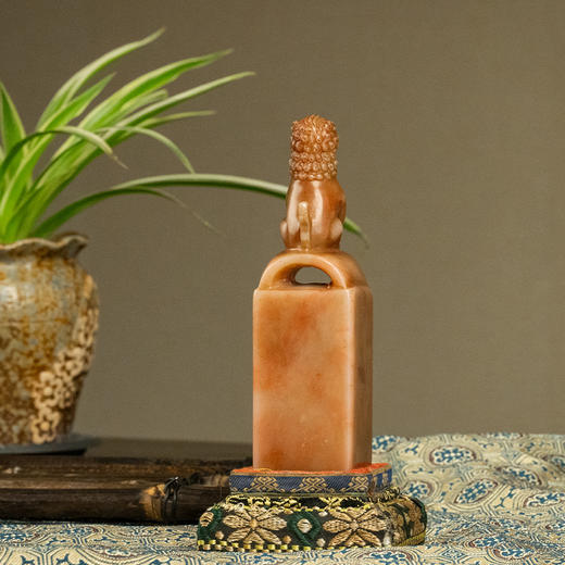 清 陈祖望款寿山石瑞兽钮诗文印章 商品图1