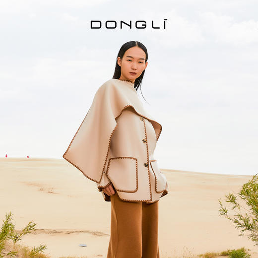 东黎 • 山羊绒女士秋冬新中式围巾系扣设计师款双面呢羊绒大衣 4145 商品图3