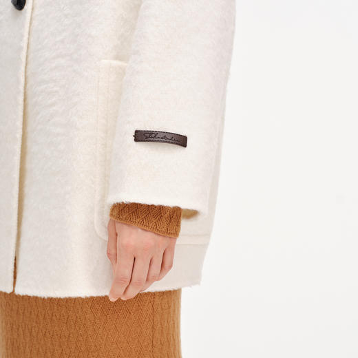 【舒系列】舒库毛呢大衣女秋羊毛混纺中长款V领宽松外套经典 商品图3