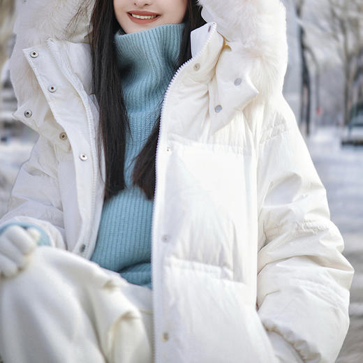 黑绷带鹅绒服狐狸毛领90白鹅绒羽绒服高端平湖女装新款冬季中长款！ 商品图3