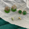 「港风·复古」新品港风几何方形深绿耳钉女银针气质简约树脂古风耳饰时尚饰品 商品缩略图2