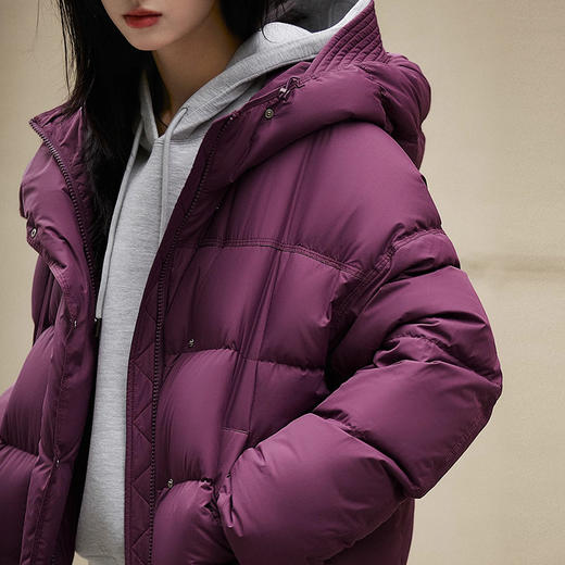 酱紫鹅绒服！2024 蓬松泡芙95白鹅绒 高级感连帽短款羽绒服冬季新款女装！ 商品图0