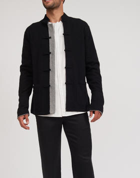 盛唐牡丹 |新中式男士针织羊绒衫（浅灰色）