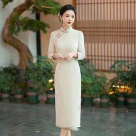 毛呢旗袍复古旗袍敬酒服高端气质款WX-YM-1