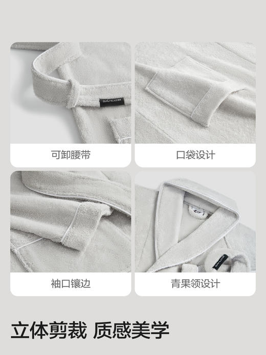 三利浴袍女吸水速干华夫格纯棉薄款透气睡袍夏季毛巾情侣浴衣长款浴袍 商品图3