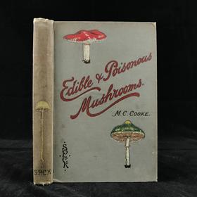 1894年 可食用与有毒蘑菇指南 18页彩色插图 漆布精装32开