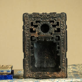 清 紫檀木雕云雷纹砚