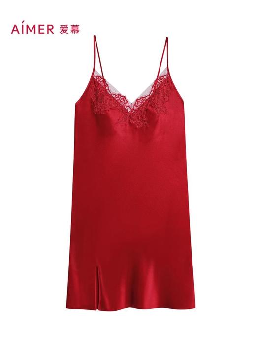 爱慕婚礼之夜红品睡衣女含真丝性感蕾丝细带吊带睡裙 商品图1