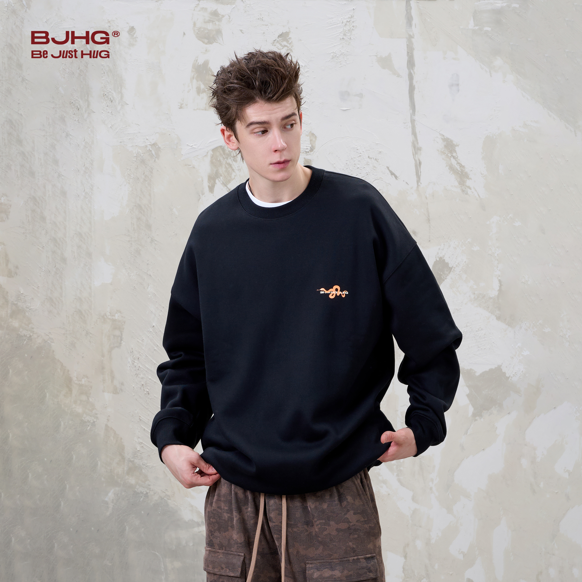 BJHG不计后果美式卫衣男款秋冬2024新款圆领简约休闲高级情侣上衣