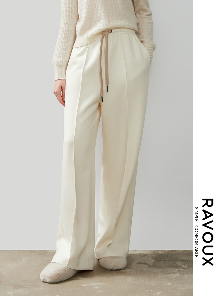 264169908牙签褶抽绳直筒裤