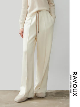 264169908牙签褶抽绳直筒裤