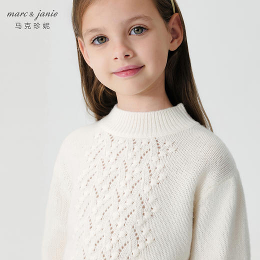 马克珍妮女童立体绞花宽松绵羊毛针织衫儿童毛衣秋冬新款241806 商品图4