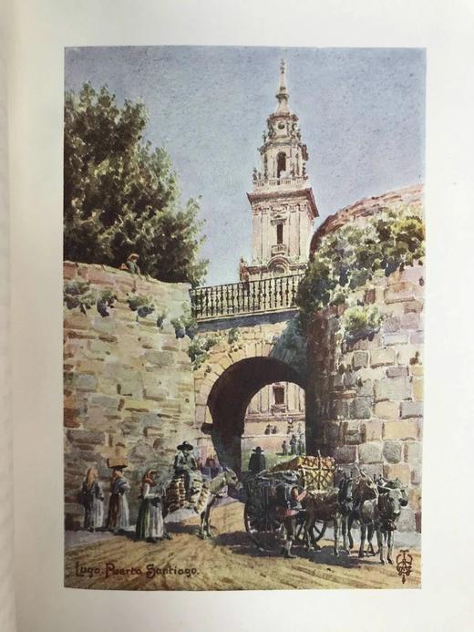 1906年 西班牙北部风物志 75幅彩色插图 漆布精装大32开 商品图13