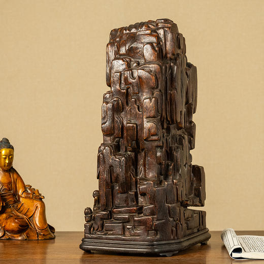 清 沉香木雕香山九老人物山子摆件 商品图1