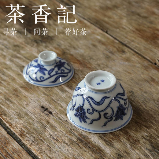 茶香记 秋葵手绘青花小盖碗 古韵满满又兼实用性 高性价比 实用好用 百搭耐看 功夫茶具 商品图3