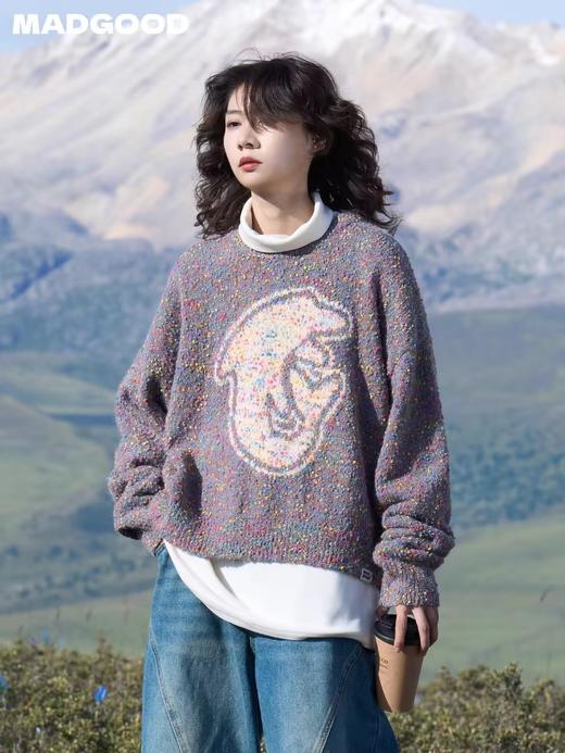 马得工地/MDGDMY244338/海豚提花彩点圆领毛衣 商品图0