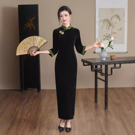 丝绒单层旗袍TM7908 商品图0