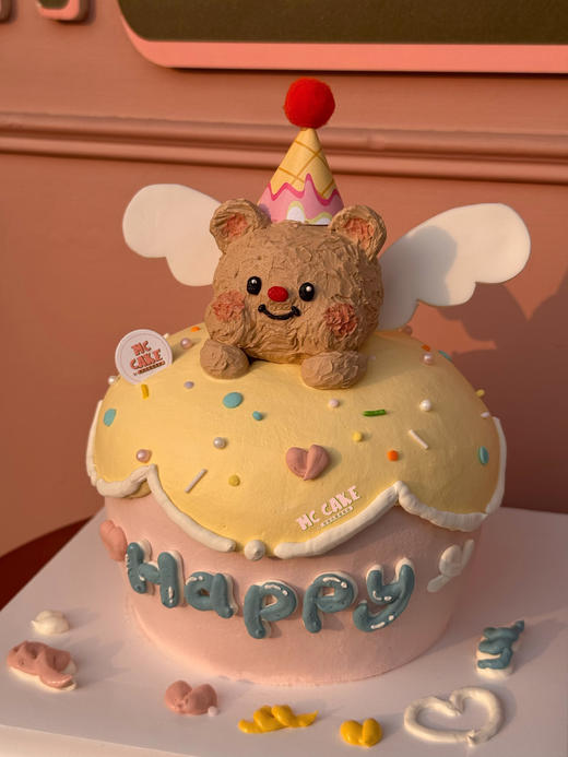 黄油小熊立体头像蛋糕（带翅膀） 商品图1