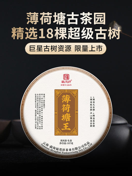 【薄荷塘王】精选薄荷塘古茶园18棵超级古树 2024年春茶云南易武茶区薄荷塘普洱茶生茶饼357g 商品图0