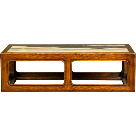 二十世纪 黄花梨镶云石四面平器座 商品图5