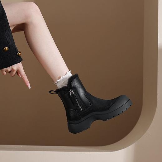 【预售5天】全牛翻皮圆头毛毛雪地靴，加厚保暖休闲时尚毛靴子HCYYHD&5677 商品图3