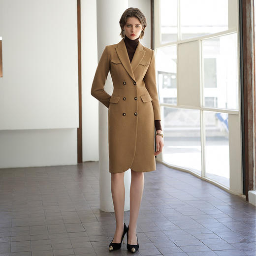 IWY/驼色西服外套英伦风双排扣风衣长袖西装时尚通勤大衣Q1026 商品图2