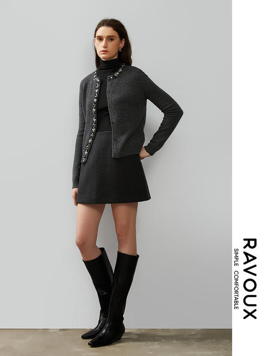 264099915门襟订珠羊毛开衫 商品图2