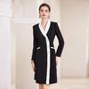 IWY/黑白撞色西装连衣裙女ol通勤白领职业装v领小香风气质正装长袖Q1010 商品缩略图0