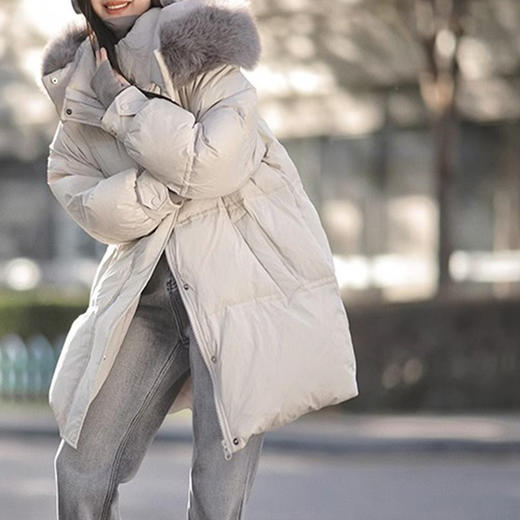 黑绷带鹅绒服狐狸毛领90白鹅绒羽绒服高端平湖女装新款冬季中长款！ 商品图1