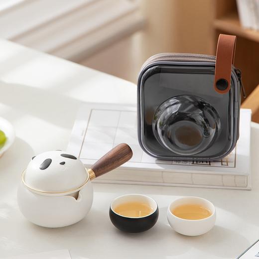 【积分】熊猫侧把旅行茶具快客杯一壶二杯便携茶具 商品图1