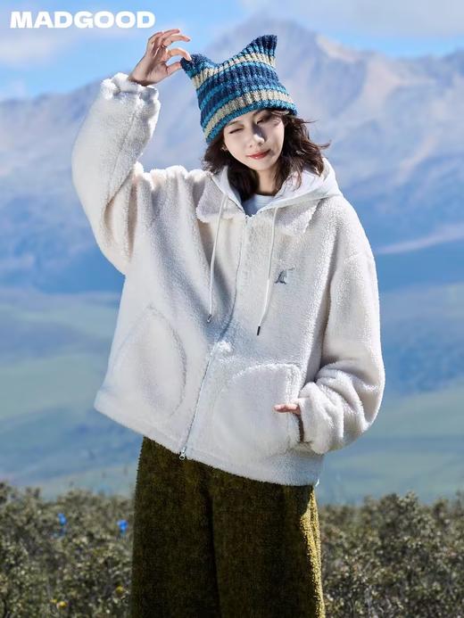 马得工地/MDGDWT244377/假两件连帽羊羔毛外套 商品图1